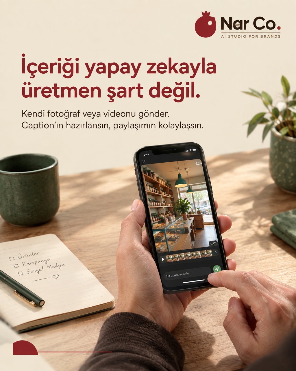 İçeriği yapay zekayla üretmen şart değil.