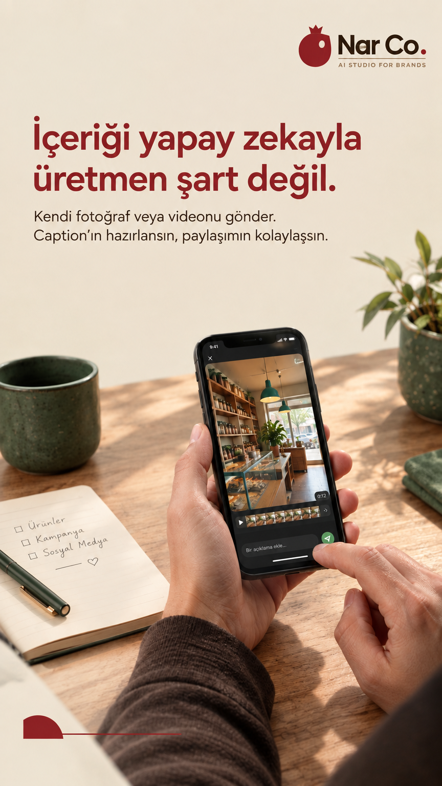 İçeriği yapay zekayla üretmen şart değil.